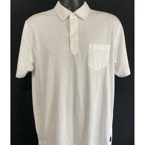 DUNNING Mens White Short Sleeve Polo Shirt Pocket Golf Casual Large